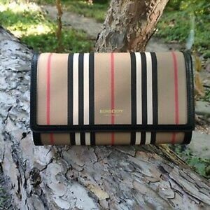 Burberry Icon Stripe E-canvas Wallet with Detachab